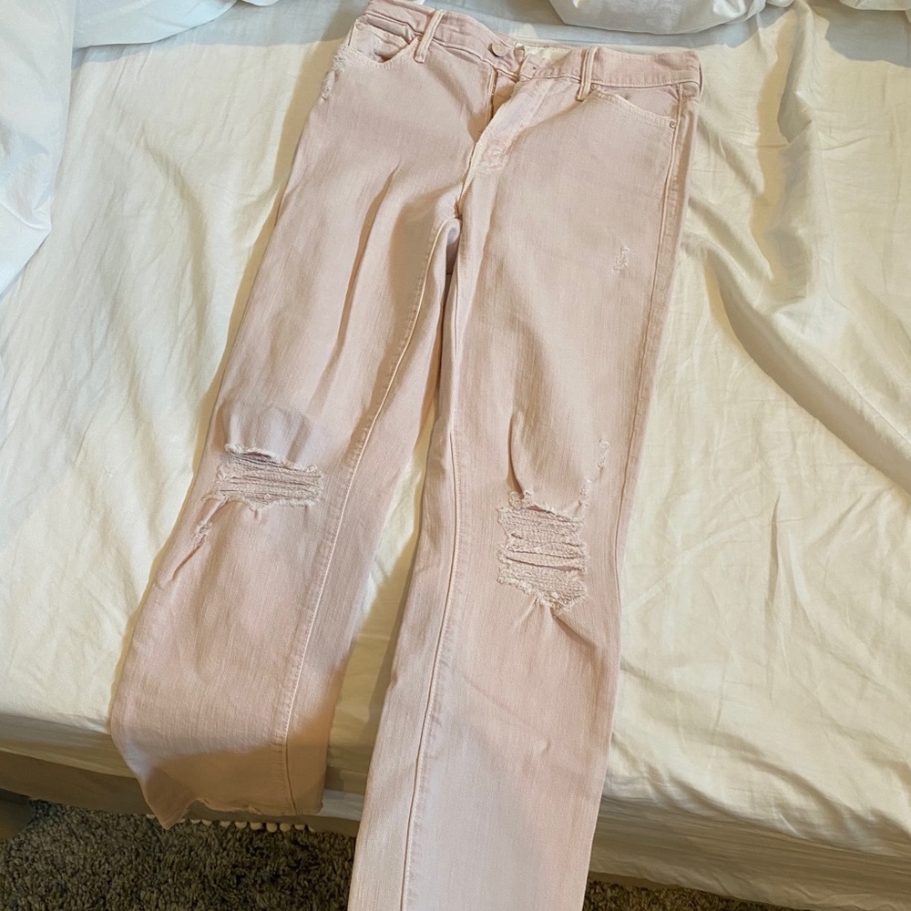 MOTHER high waisted rascal ankle jean, pink